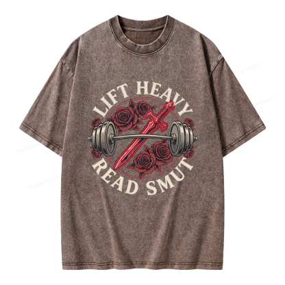 Pagewings Lift Heavy Read Smut Unisex Washed T-shirt