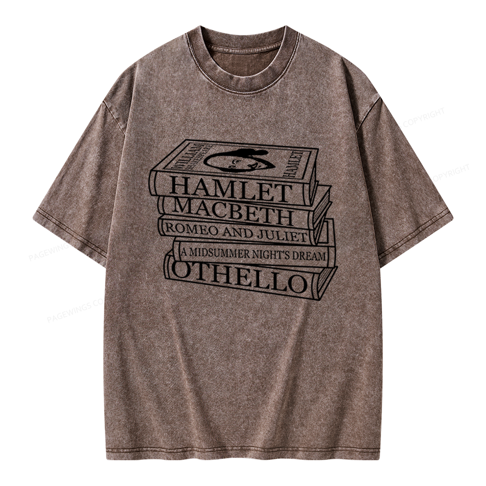 Pagewings Shakespeare Best Books Unisex Washed T-shirt
