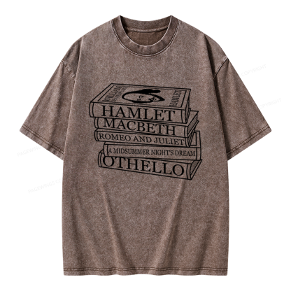 Pagewings Shakespeare Best Books Unisex Washed T-shirt