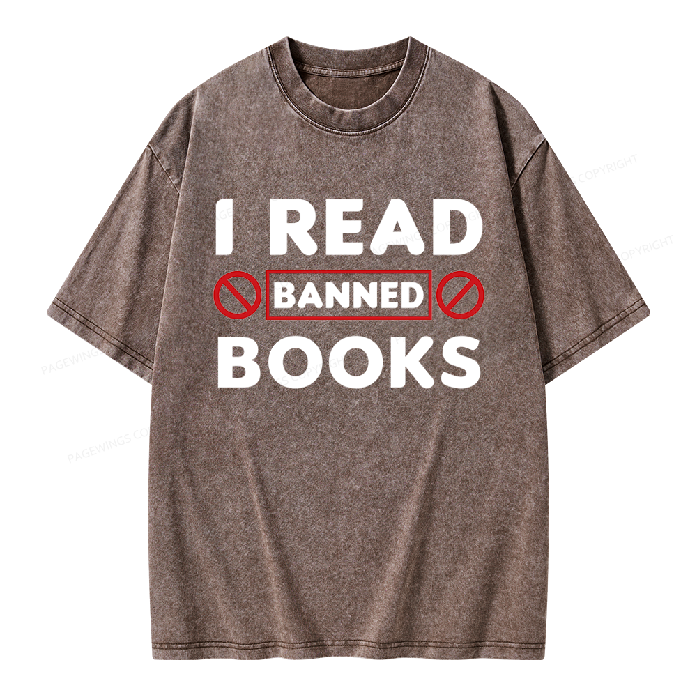 Pagewings I Read Banned Books Unisex Washed T-shirt