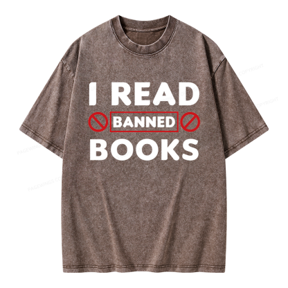 Pagewings I Read Banned Books Unisex Washed T-shirt