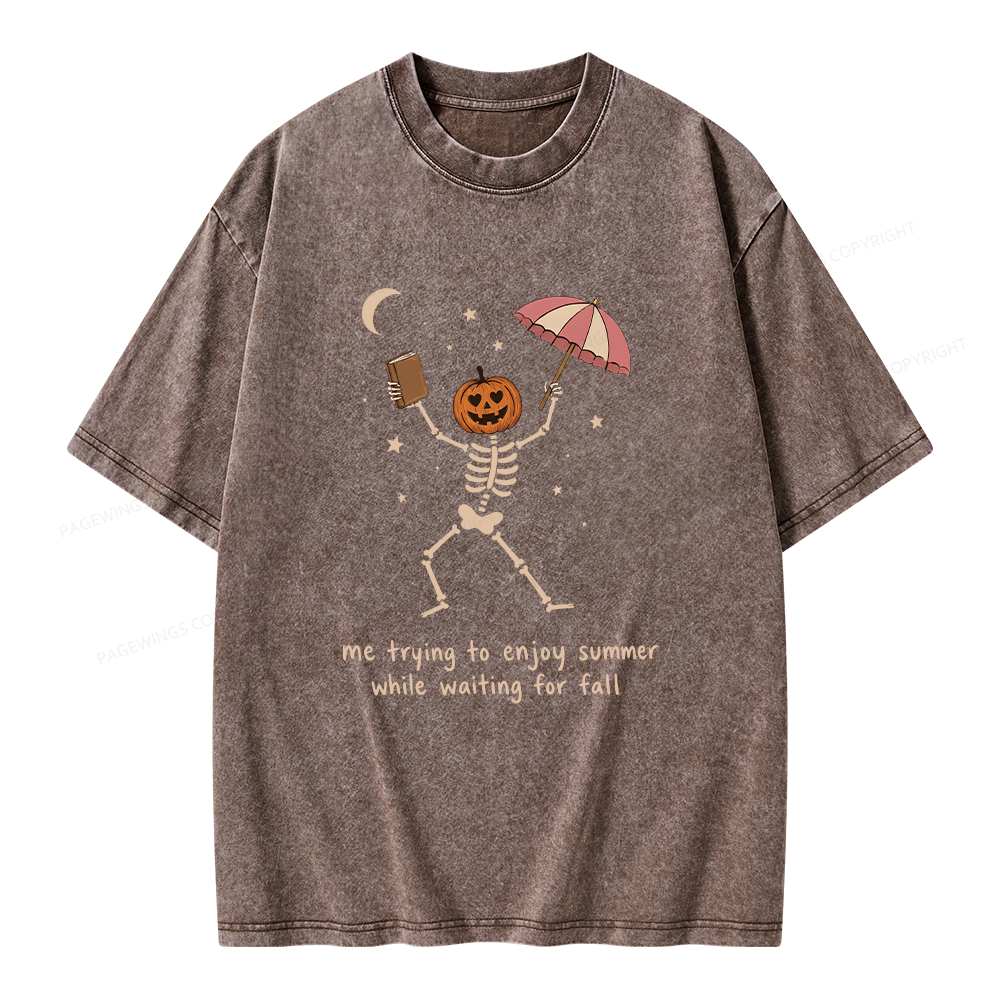 Pagewings Waiting For Fall Unisex Washed T-shirt
