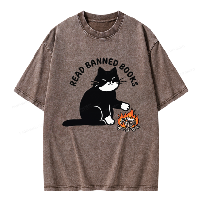 Pagewings Read Banned Books Unisex Washed T-shirt