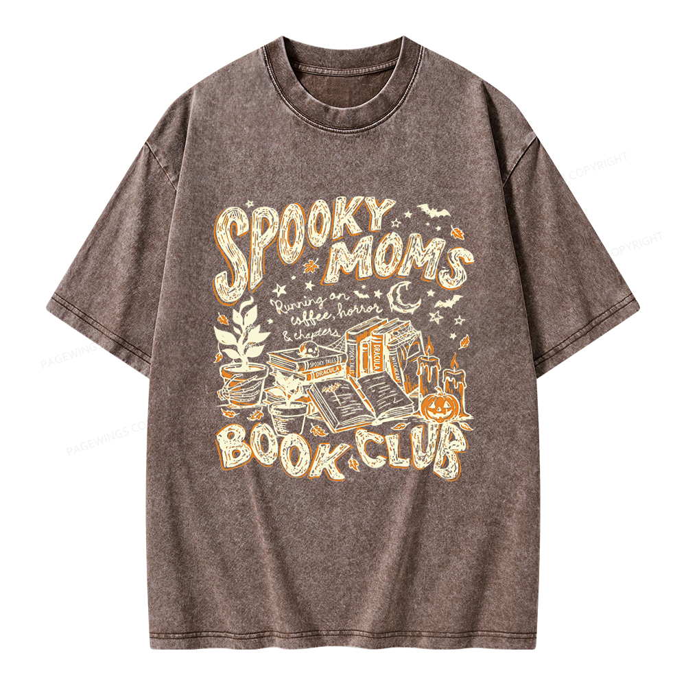 Pagewings Spooky Moms Book Club Unisex Washed T-shirt