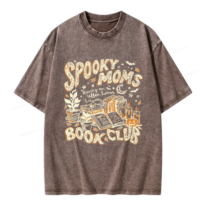 Pagewings Spooky Moms Book Club Unisex Washed T-shirt