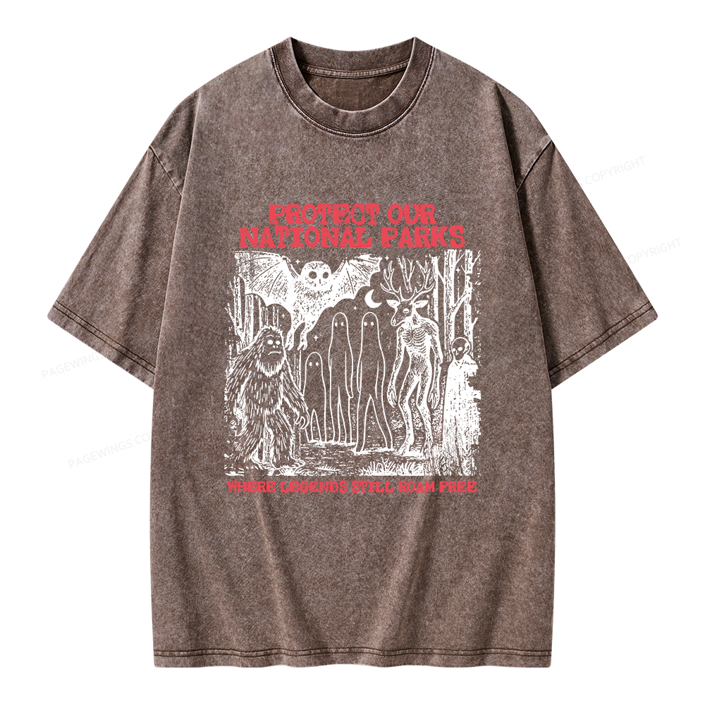Pagewings Protect Our Parks Vintage Camping Unisex Washed T-shirt