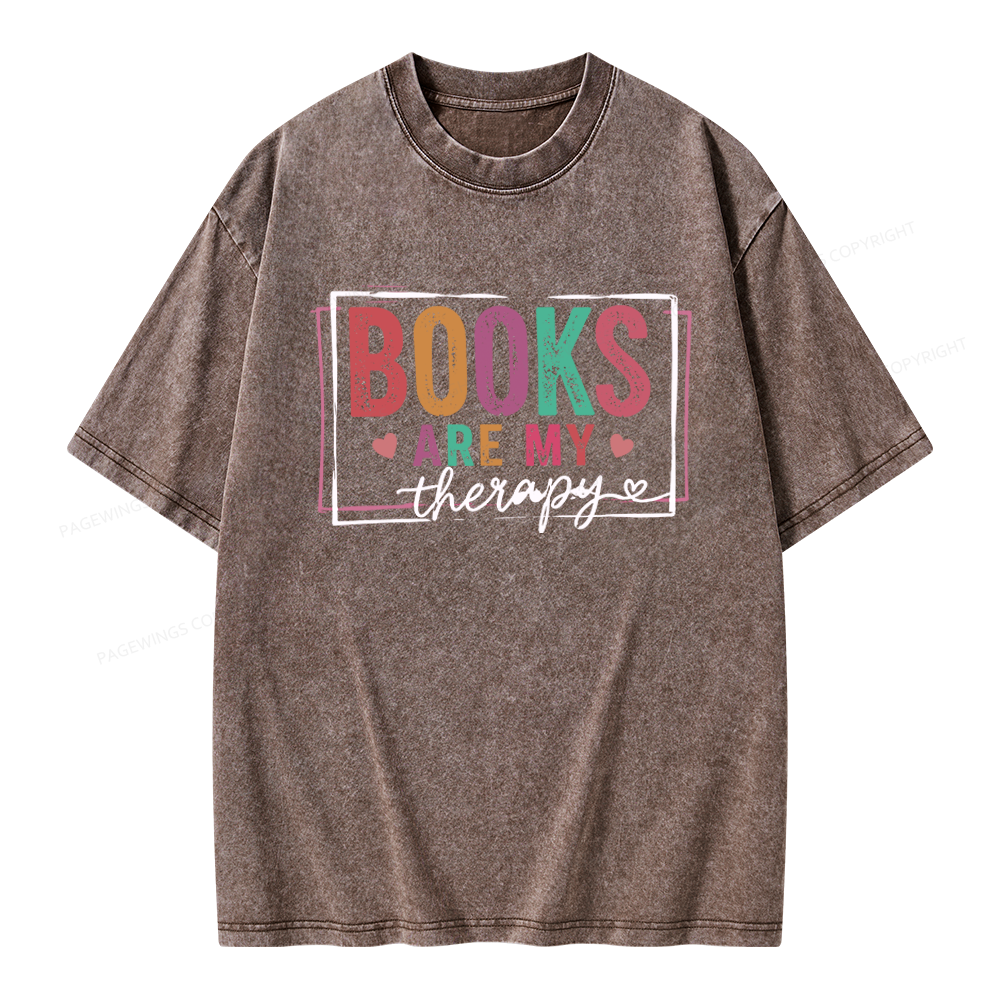 Pagewings Books Are My Therapy Unisex Washed T-shirt
