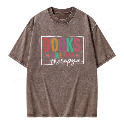 Pagewings Books Are My Therapy Unisex Washed T-shirt