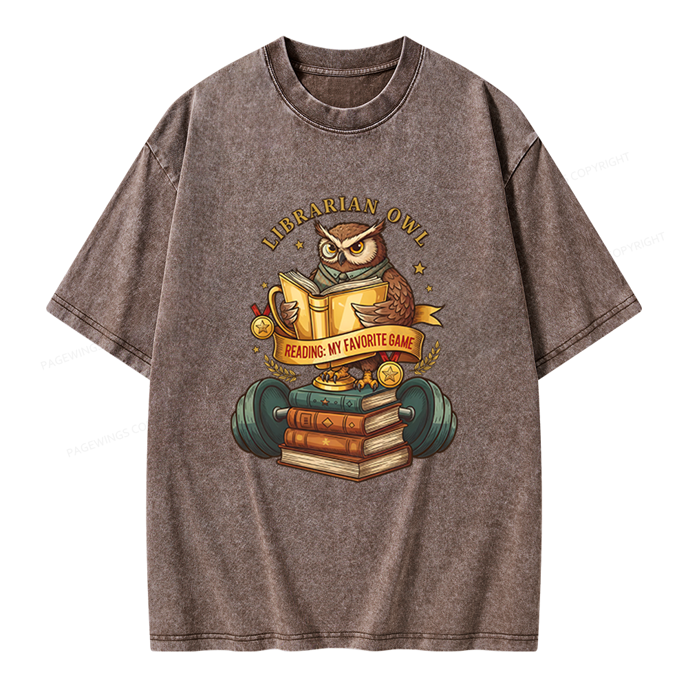 Pagewings Librarian Owl Unisex Washed T-shirt