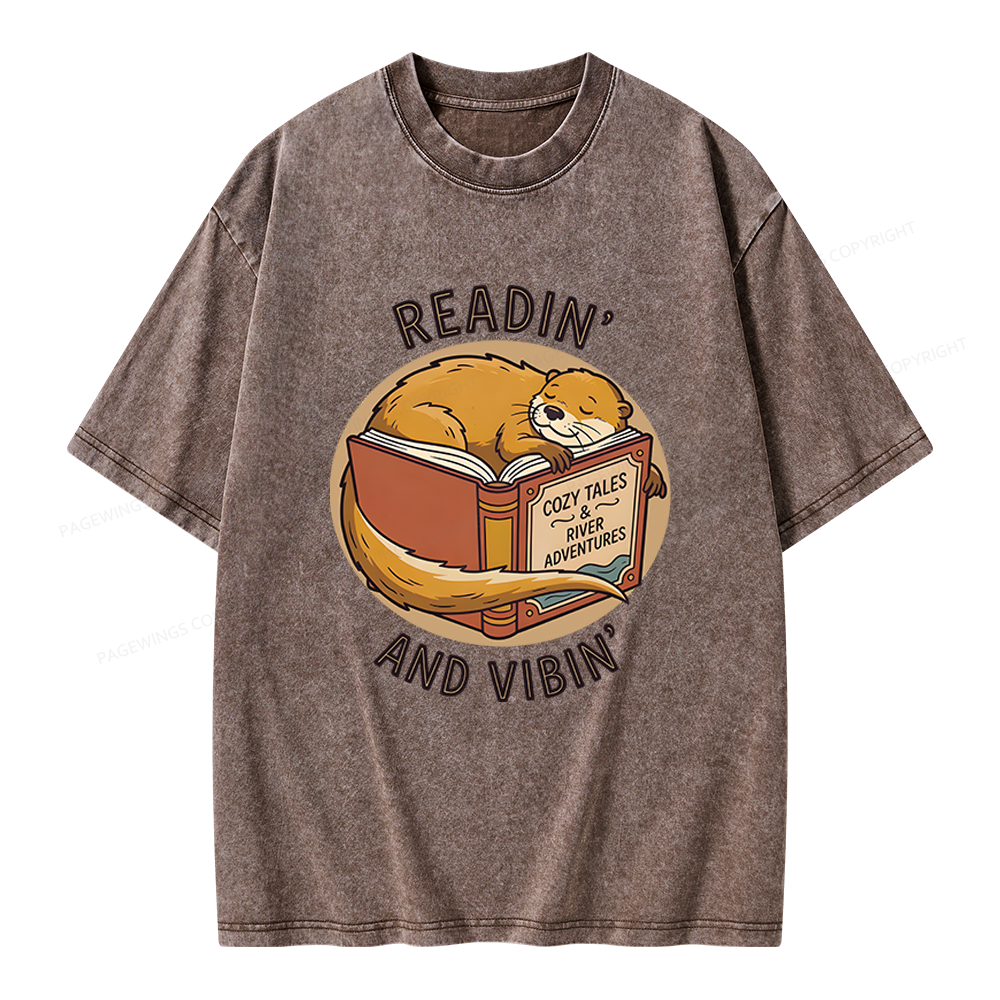 Pagewings Readin' And Vibin' Unisex Washed T-shirt