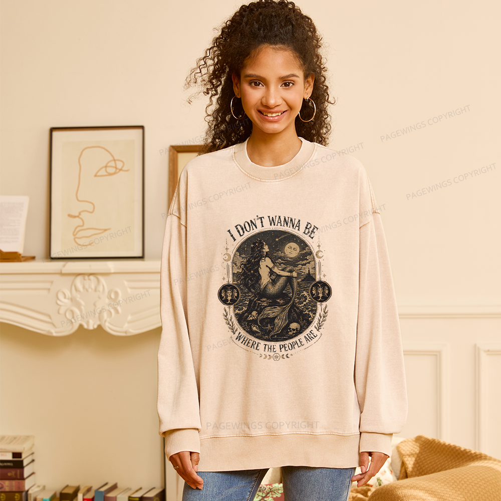 Pagewings I Don't Wanna Be Where The People Are16377 Read Unisex Washed Sweatshirt