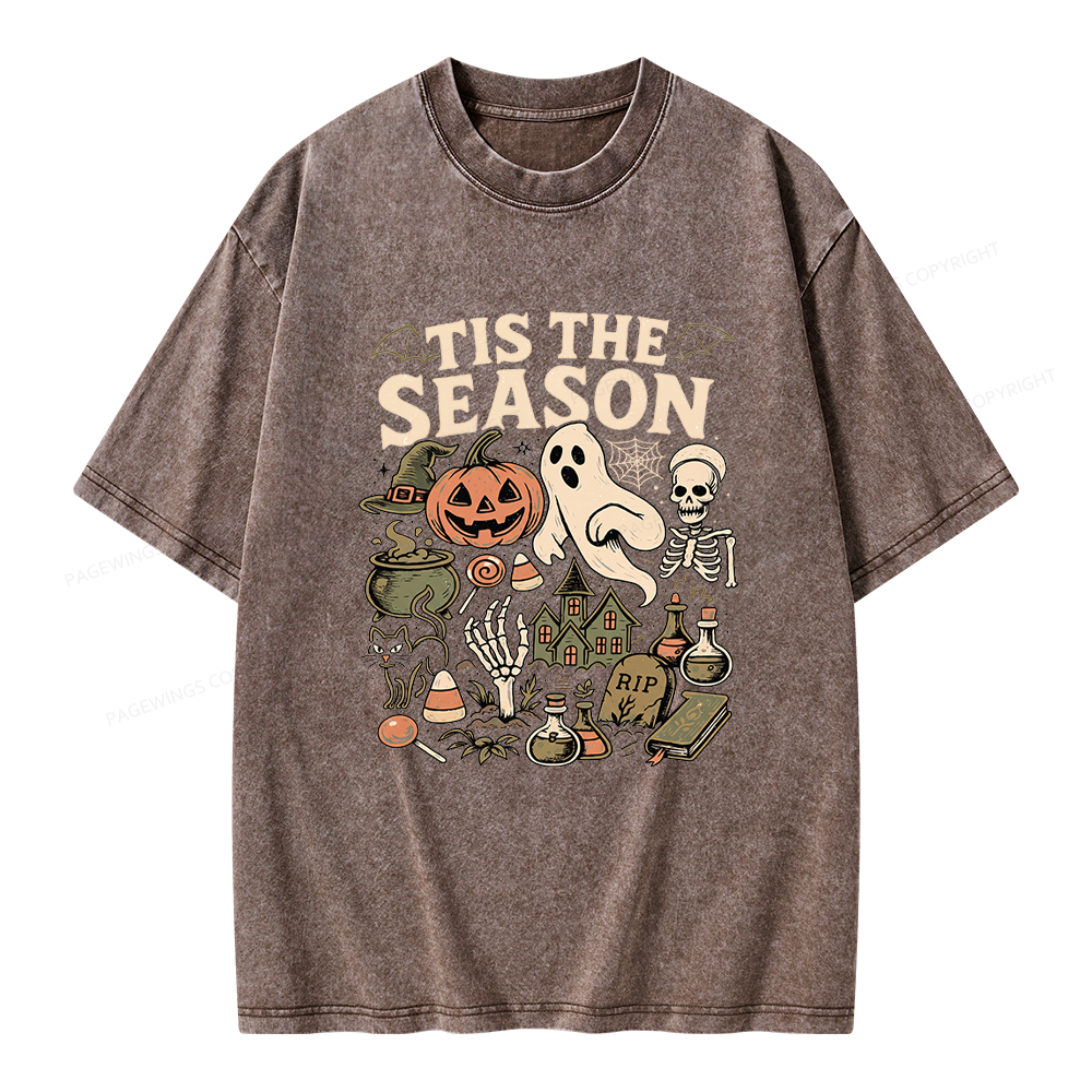 Pagewings Vintage Halloween Unisex Washed T-shirt