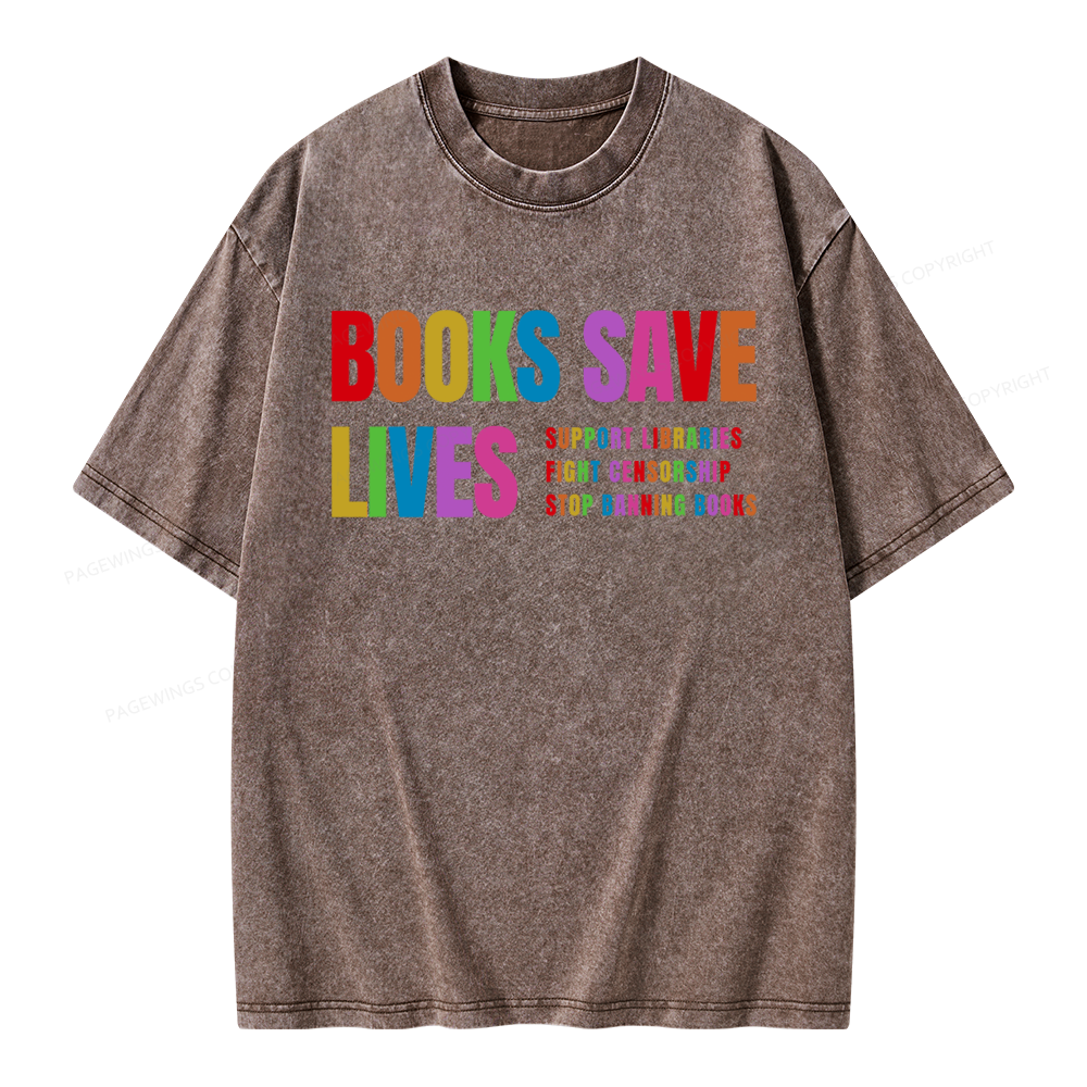Pagewings Books Save Lives Unisex Washed T-shirt