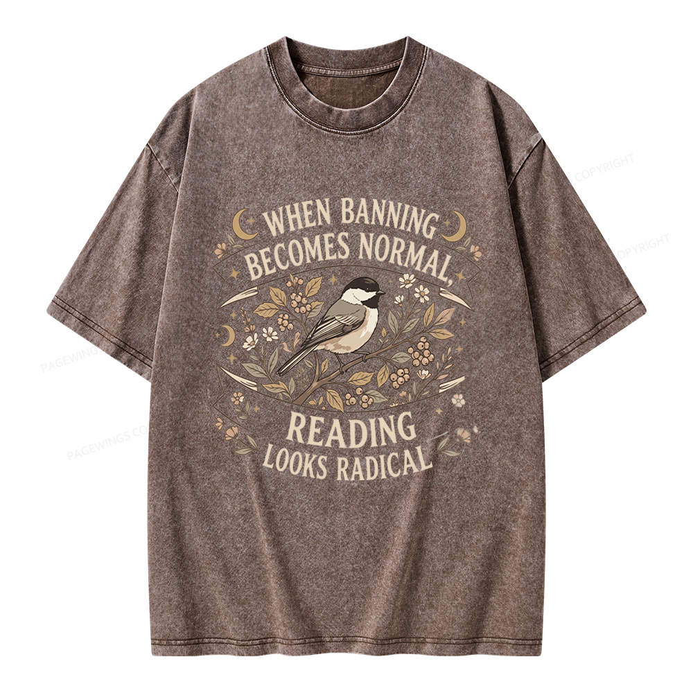 Pagewings Reading Looks Radical Unisex Washed T-shirt