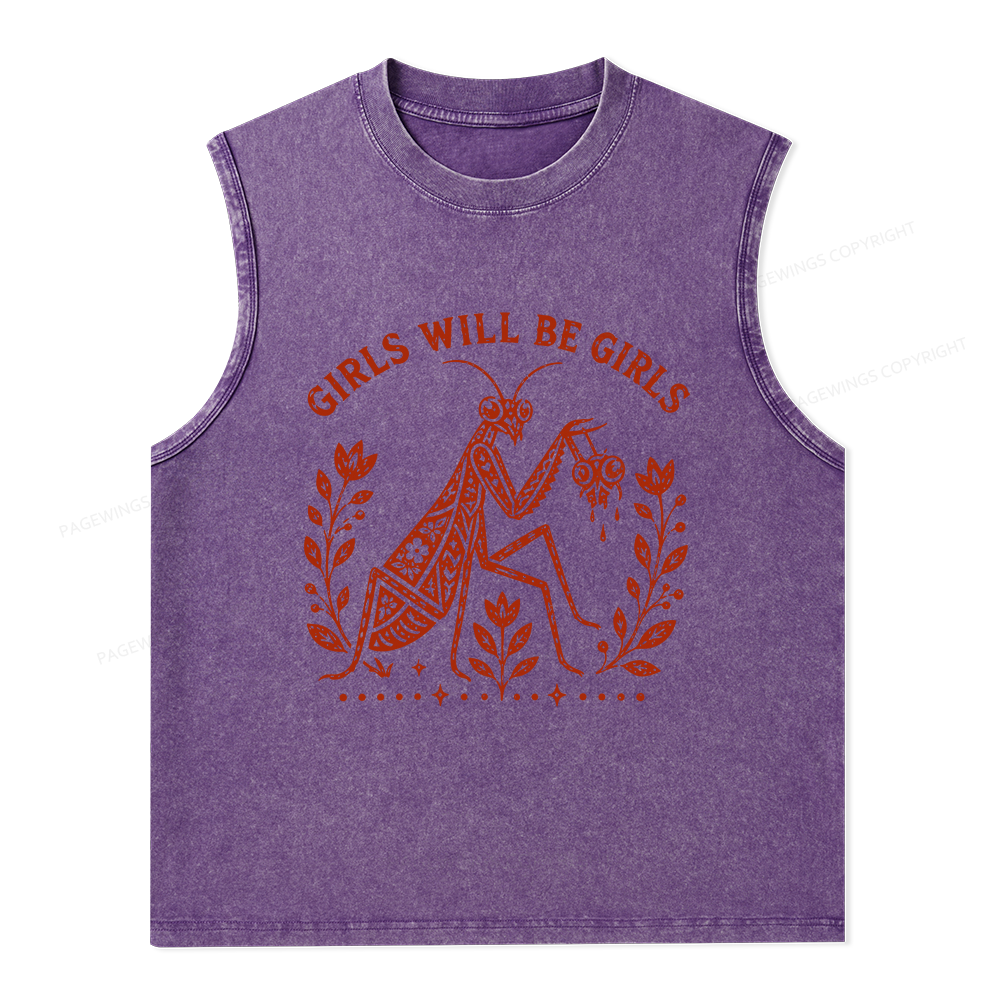Pagewing Girls Will Be Girls16300 Bookish Unisex Washed Tank Top