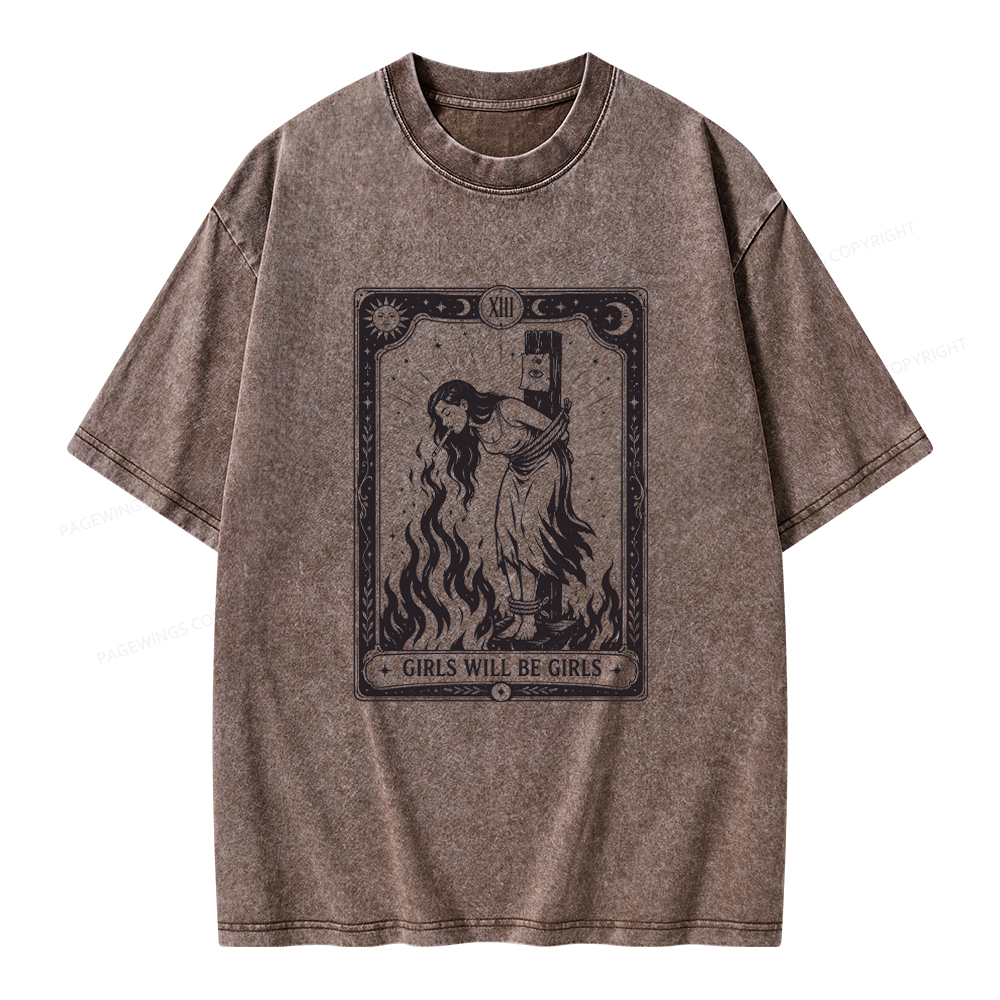 Pagewings Girls Will Be Girls Unisex Washed T-shirt