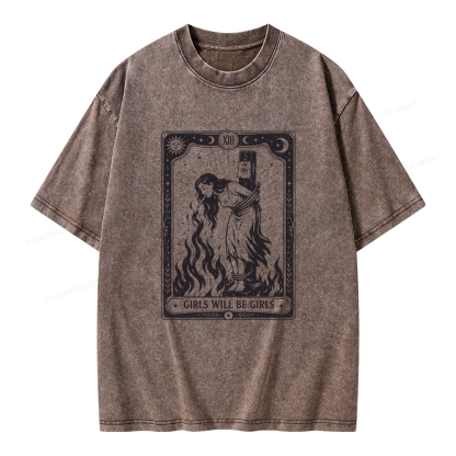 Pagewings Girls Will Be Girls Unisex Washed T-shirt