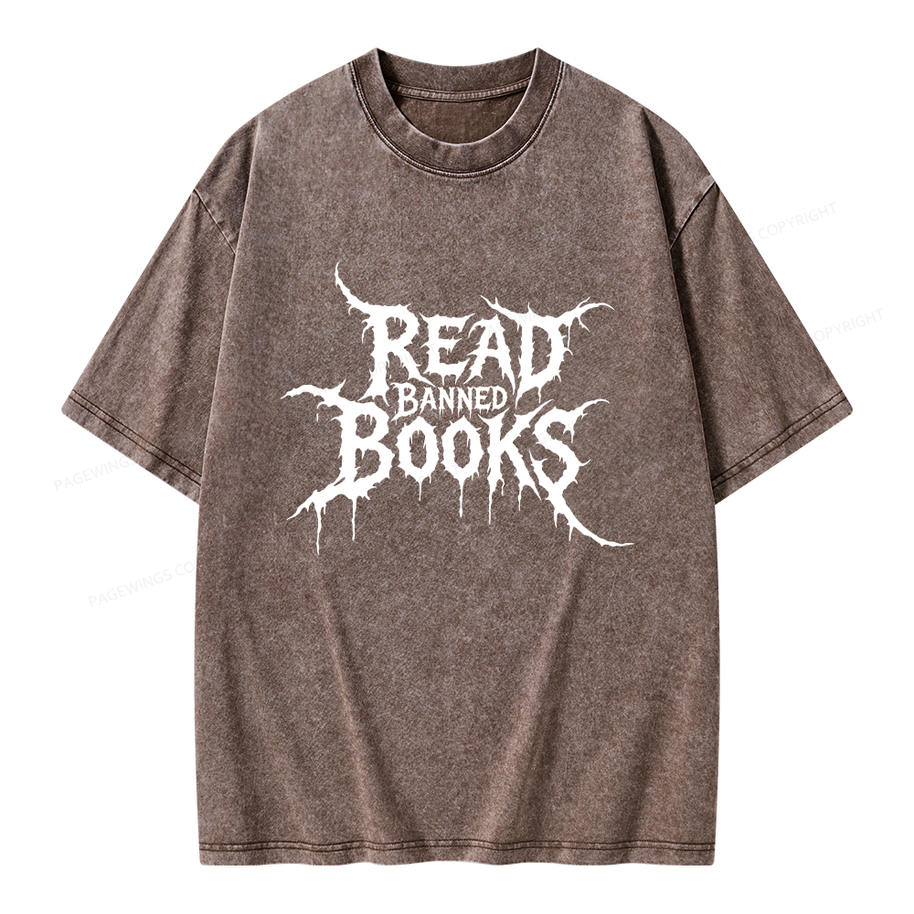 Pagewings Read Banned Books Unisex Washed T-shirt