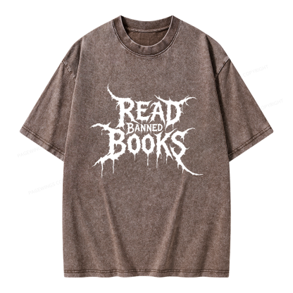 Pagewings Read Banned Books Unisex Washed T-shirt