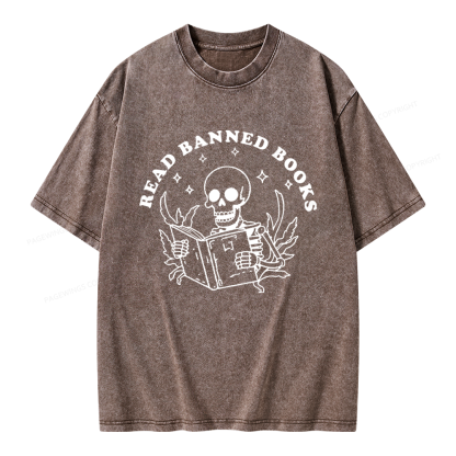 Pagewings Read Banned Books Unisex Washed T-shirt