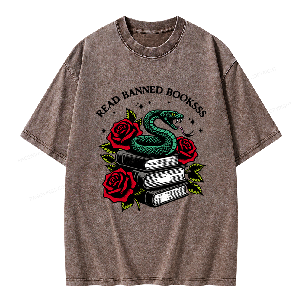 Pagewings Read Banned Books Unisex Washed T-shirt
