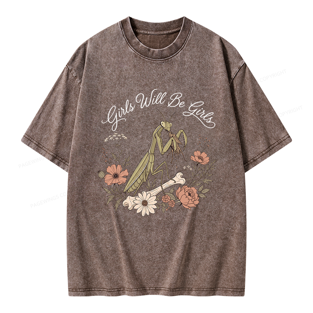Pagewings Girls Will Be Girls Unisex Washed T-shirt