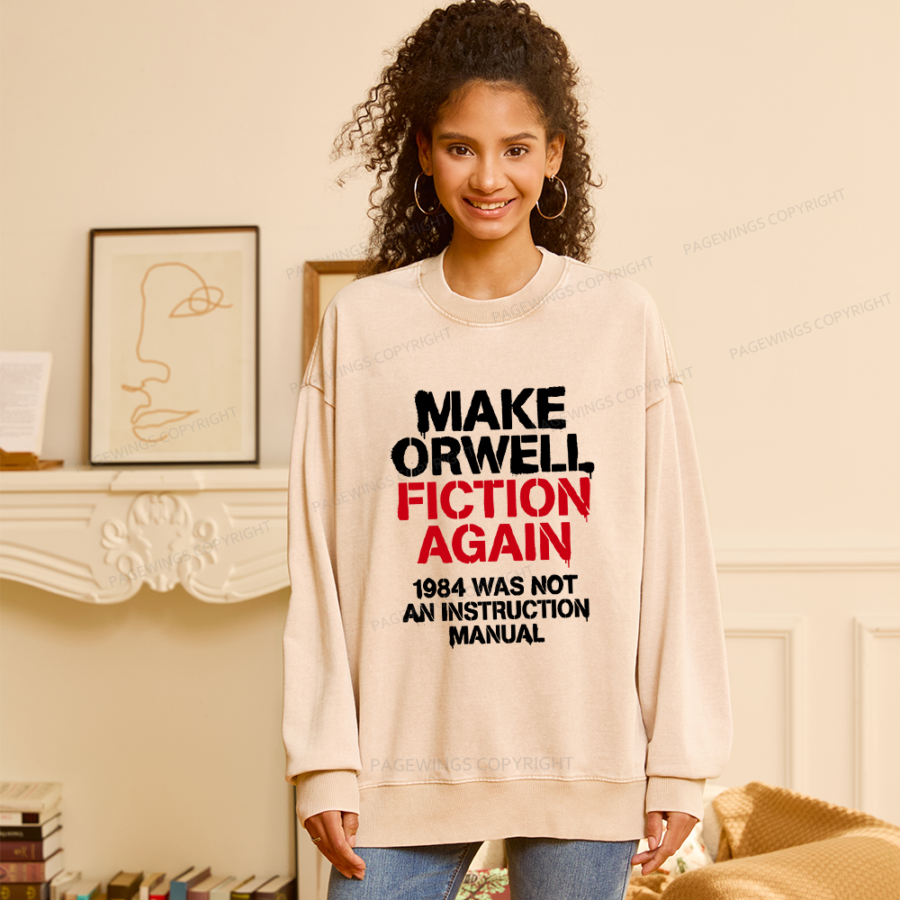 Pagewings Dystopian Book Lover Unisex Washed Sweatshirt