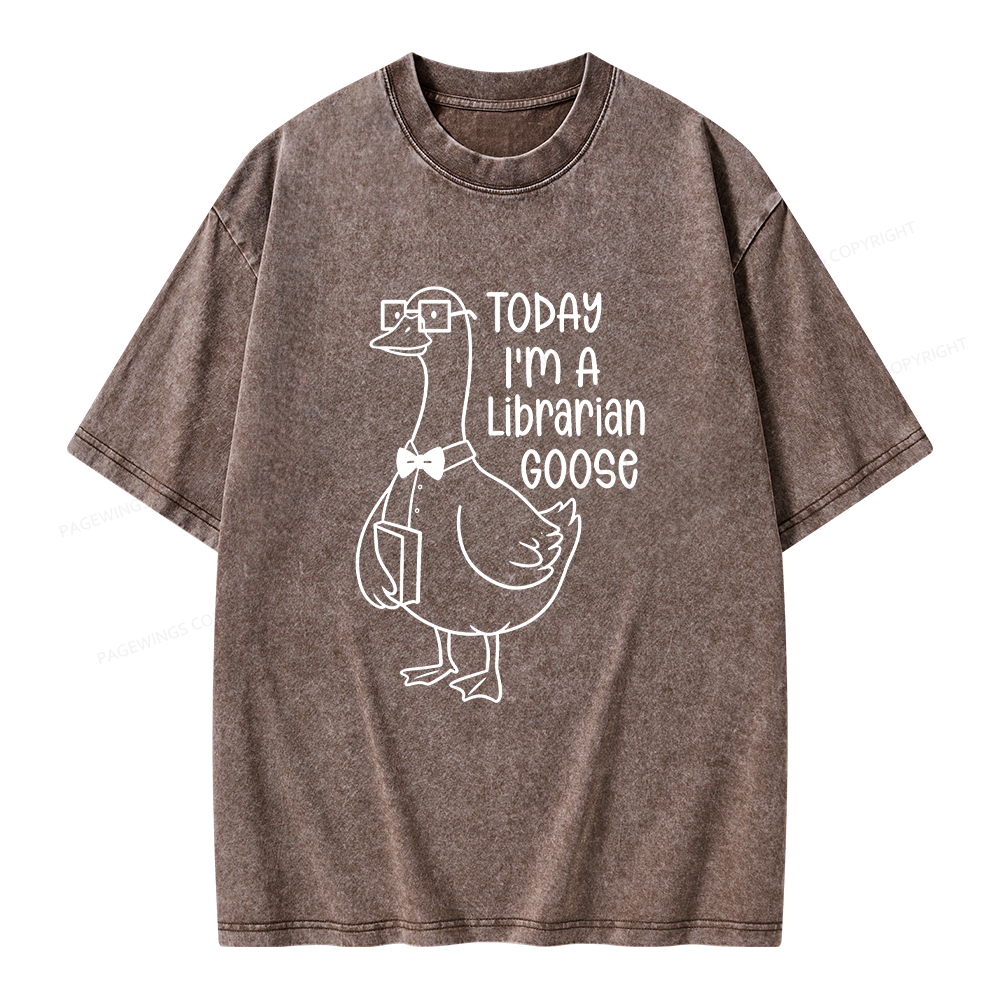 Pagewings Today I’m a Librarian Goose Unisex Washed T-shirt