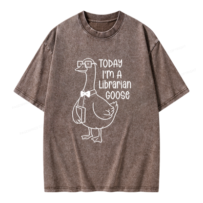 Pagewings Today I’m a Librarian Goose Unisex Washed T-shirt