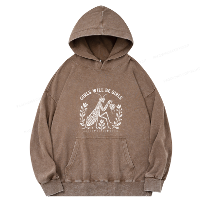 Pagewings Girls Will Be Girls Unisex Washed Hoodie