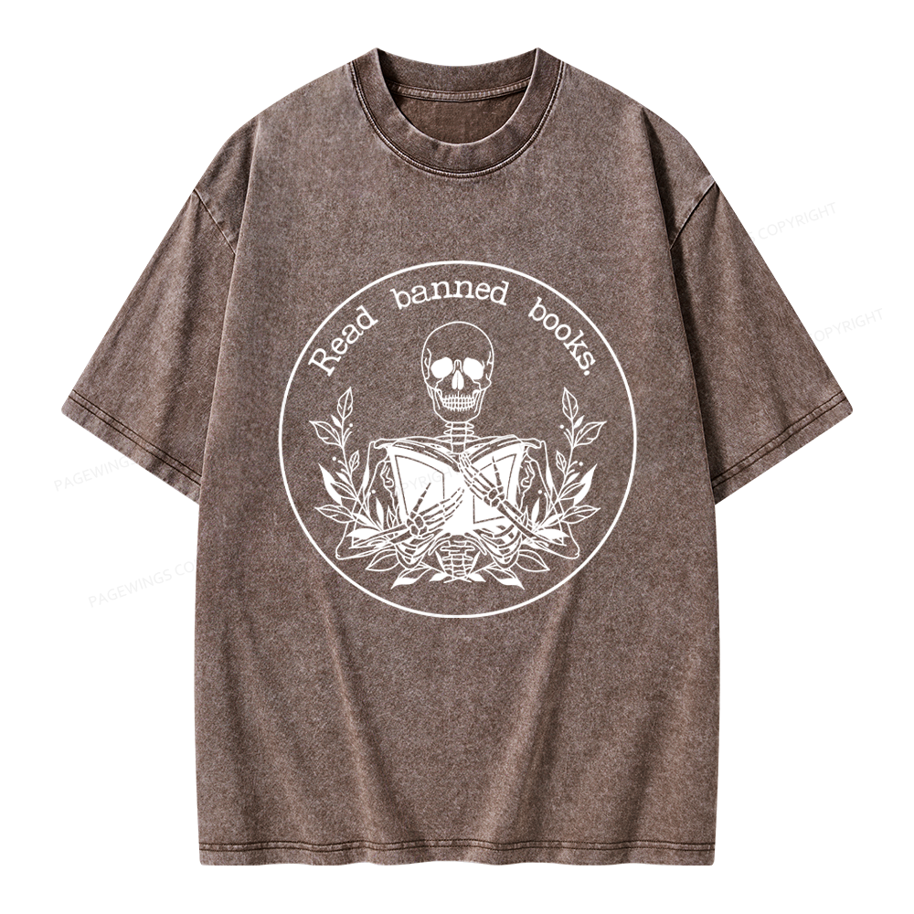 Pagewings Read Banned Books Unisex Washed T-shirt