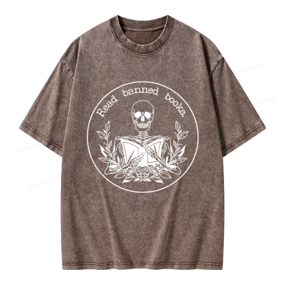 Pagewings Read Banned Books Unisex Washed T-shirt