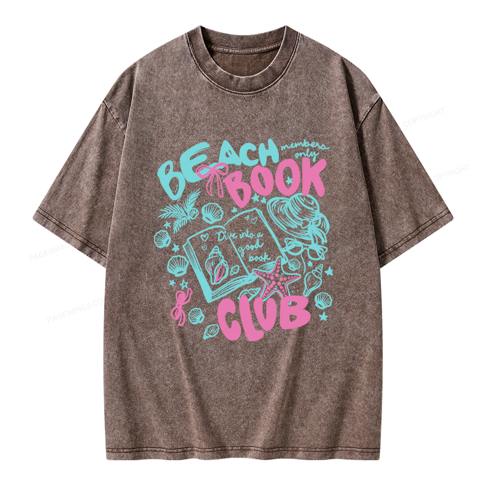Pagewings Beach Book Club Unisex Washed T-shirt