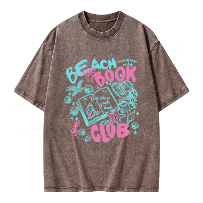 Pagewings Beach Book Club Unisex Washed T-shirt
