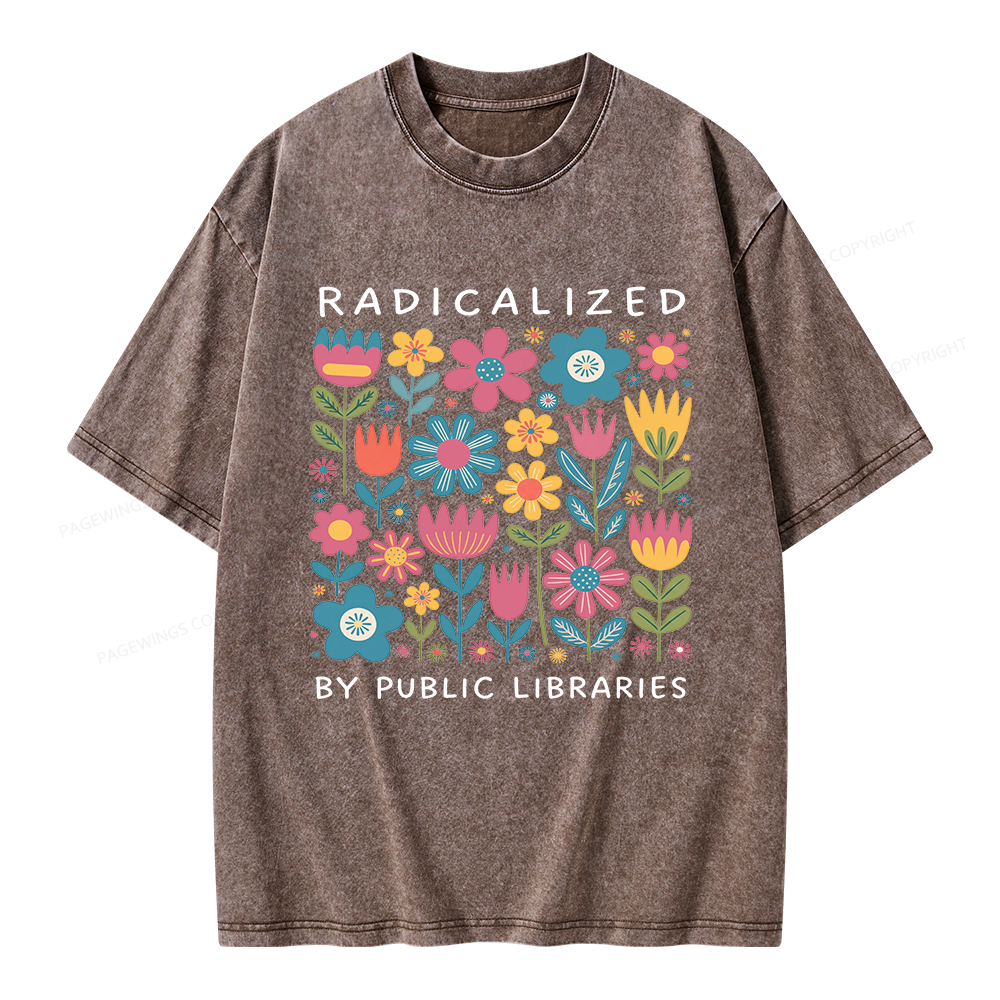 Pagewings Radicalized by Public Libraries Unisex Washed T-shirt