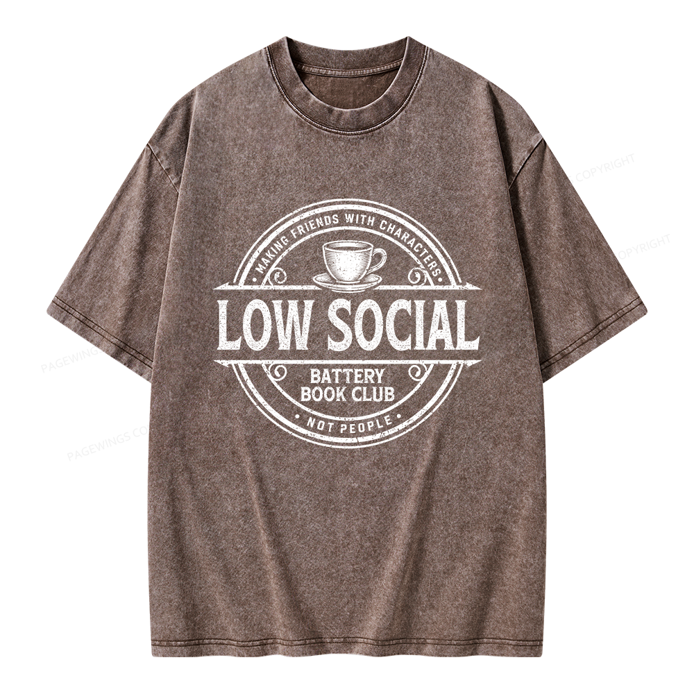 Pagewing Anti Social Book Club Unisex Washed T-shirt