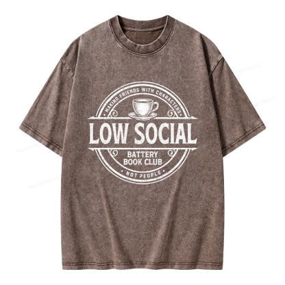 Pagewing Anti Social Book Club Unisex Washed T-shirt