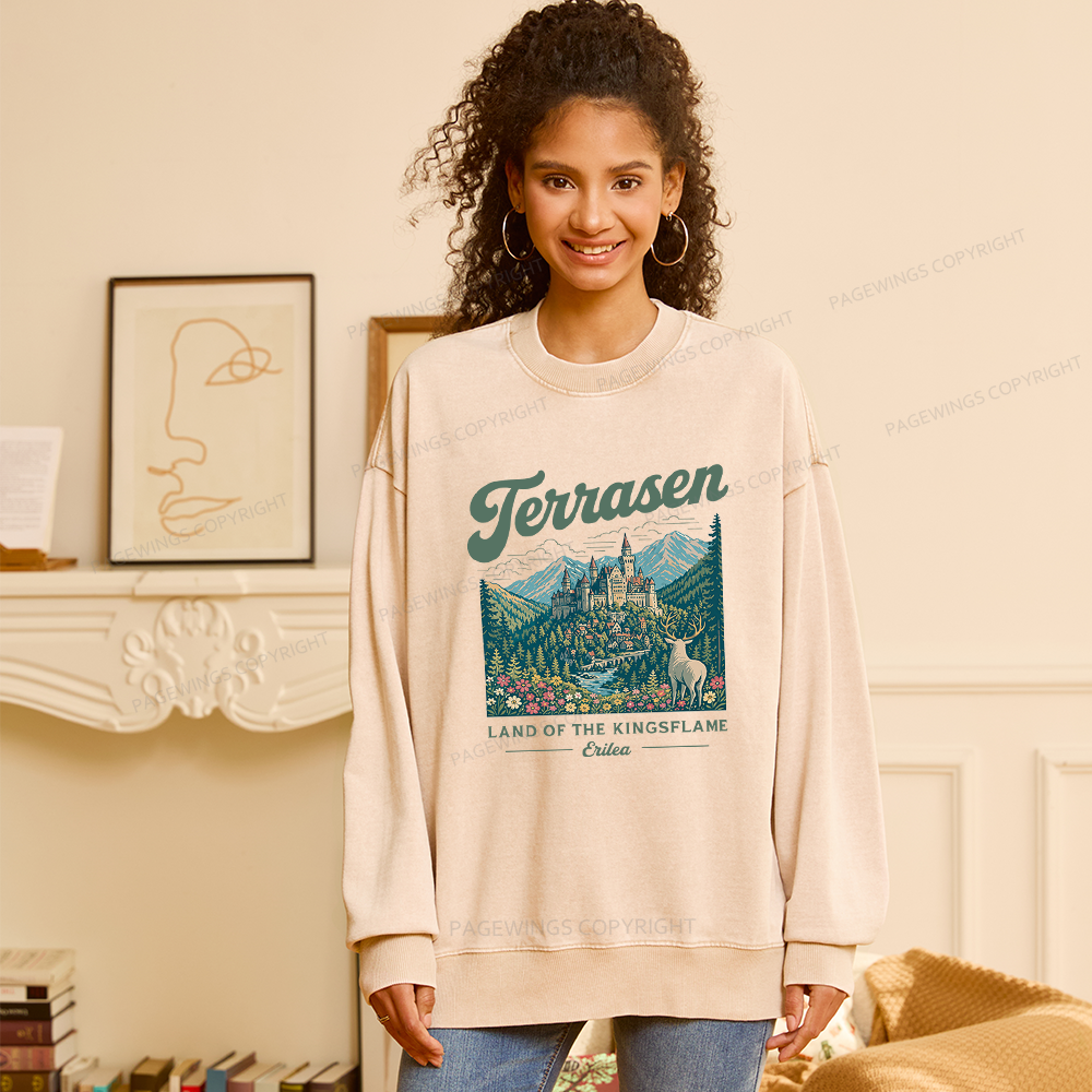 Pagewings Fantasy Book Lover Unisex Washed Sweatshirt