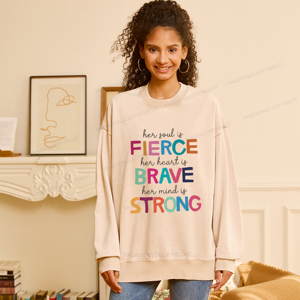 Pagewings Her Soul Is Fierce Unisex Washed Sweatshirt