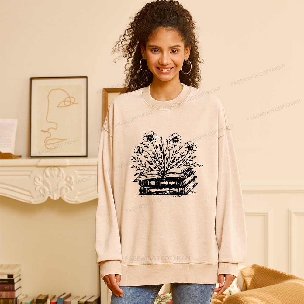 Pagewings Vintage Book Unisex Washed Sweatshirt