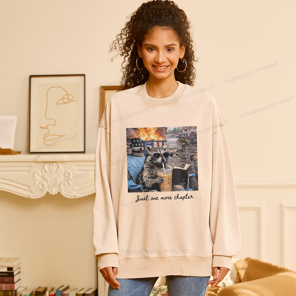 Pagewings Just One More Chapter Unisex Washed Sweatshirt