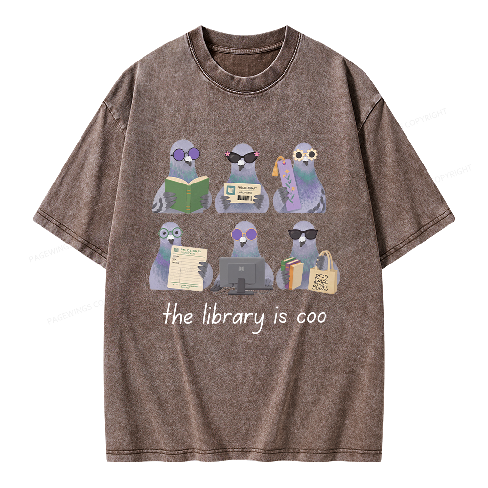 Pagewings Librarian Pigeon Unisex Washed T-shirt