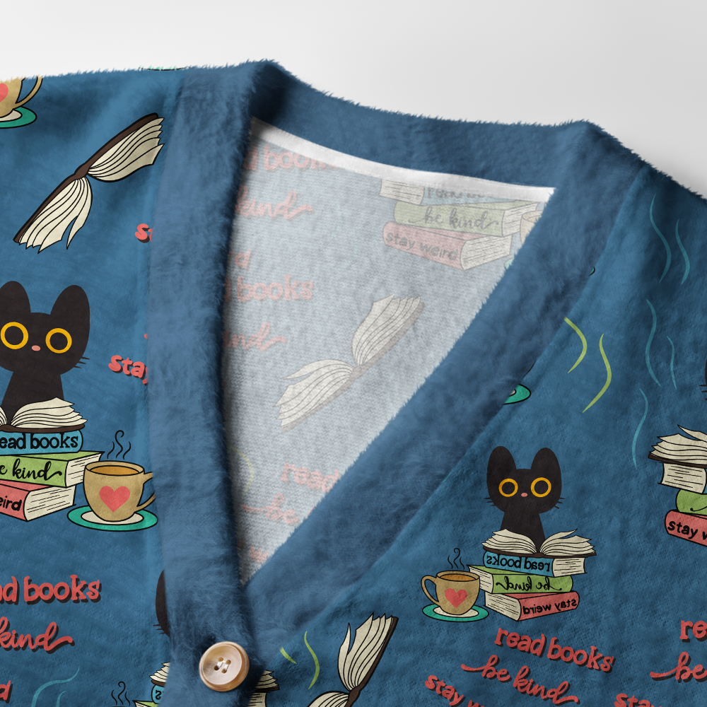Pagewings Read Books Be Kind Stay Weird Light Knit Unisex Cardigan Sweaters