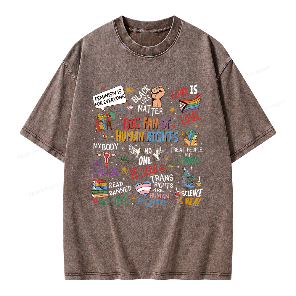Pagewings Big Fan Of Human Rights Unisex Washed T-shirt