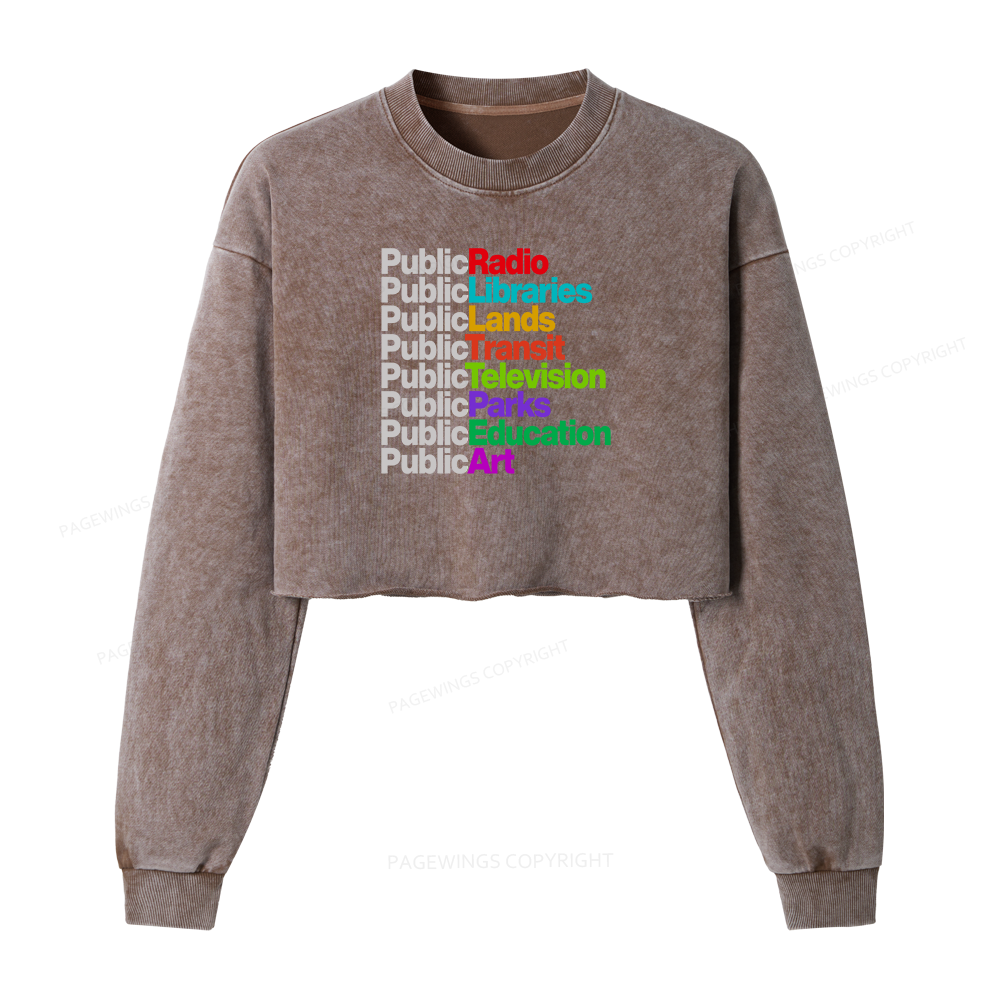 Pagewings Public Libraries Washed Crop Sweatshirt