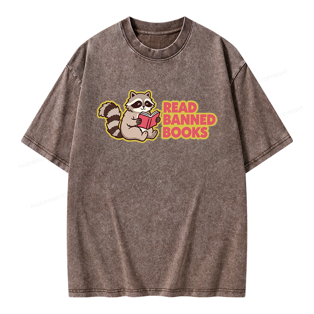 Pagewings Read Banned Books Unisex Washed T-shirt
