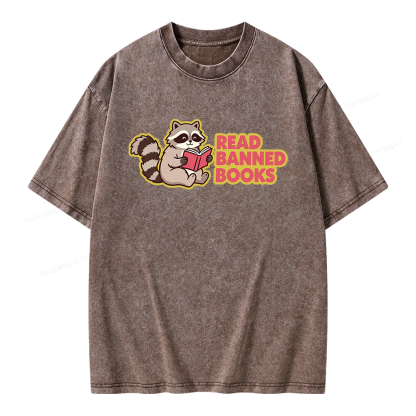 Pagewings Read Banned Books Unisex Washed T-shirt