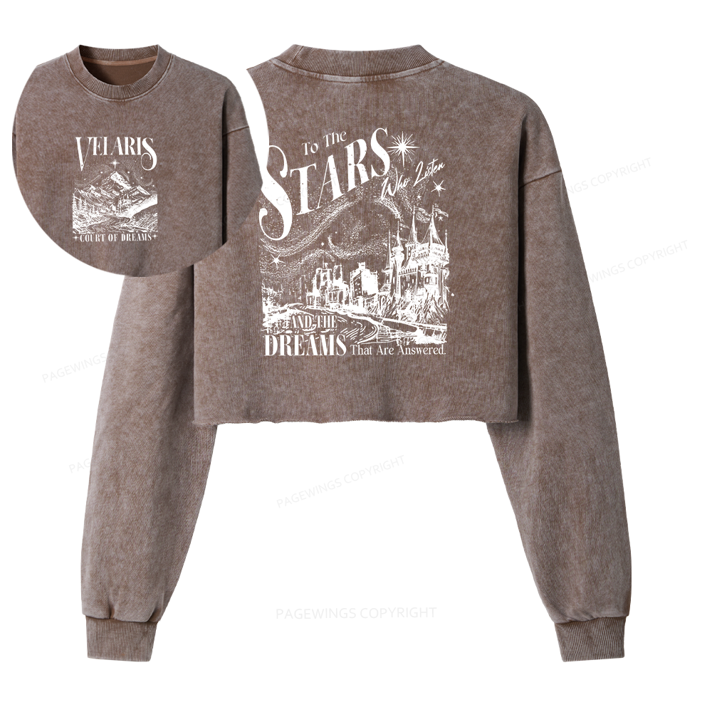 Pagewings Velaris City Of Starlight  Women Washed Crop Sweatshirt
