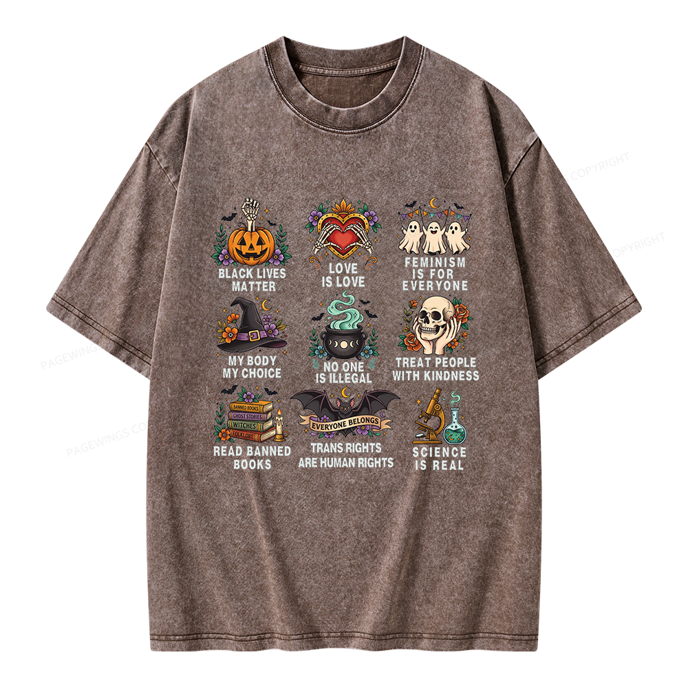 Pagewings Inclusive Halloween Unisex Washed T-shirt
