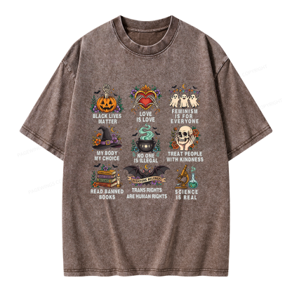 Pagewings Inclusive Halloween Unisex Washed T-shirt